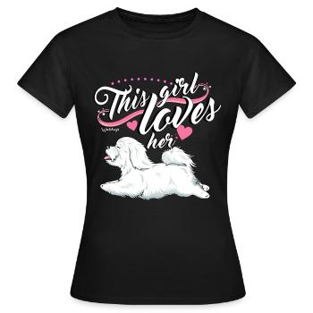 Coton De Tuléar Fille - T-shirt Femme - noir - Devant - AI Model Female 172 dark (172cm)