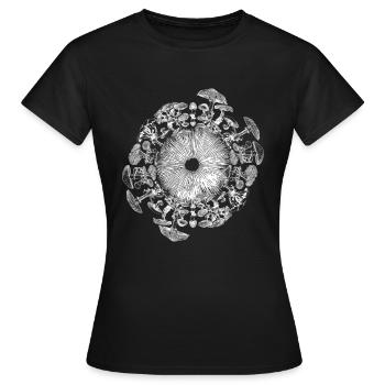 Champignon Iris Mycologie Spore Print - T-shirt Femme - noir - Devant - AI Model Female 172 dark (172cm)