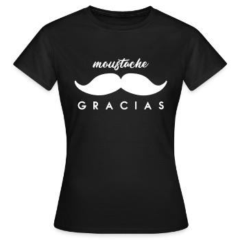 Mouchos (Moustache) Gracias Merci beaucoup Blanc - T-shirt Femme - noir - Devant - AI Model Female 172 dark (172cm)
