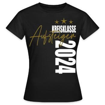 Aufsteiger Kreisklasse 2024 Aufstiegstrikot - Frauen T-Shirt - Schwarz - Vorne - AI Model Female 172 dark (172cm)
