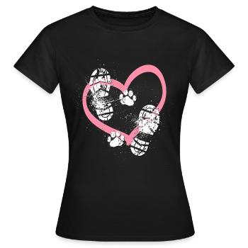 L’homme et le chien - Empreinte avec coeur - T-shirt Femme - noir - Devant - AI Model Female 172 dark (172cm)
