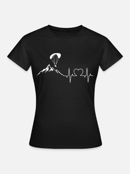 Parapente Heartbeat Parapente Montagnes - T-shirt Femme - noir