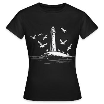 Seagull Lighthouse Harbor Moin Sea LakeSeaLighthouse Seagull H - T-shirt Femme - noir - Devant - AI Model Female 172 dark (172cm)