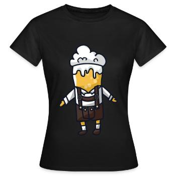 Costume de bière Lederhose - T-shirt Femme - noir - Devant - AI Model Female 172 dark (172cm)