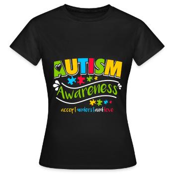 Autisme - T-shirt Femme - noir - Devant - AI Model Female 172 dark (172cm)