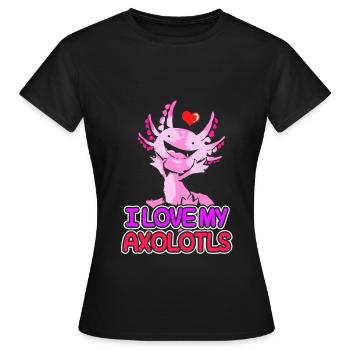 Axolotl Reptile Salamandre Aquarium Kawaii Lurch - T-shirt Femme - noir - Devant - AI Model Female 172 dark (172cm)