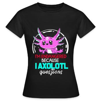Axolotl Reptile Salamandre Aquarium Kawaii Lurch - T-shirt Femme - noir - Devant - AI Model Female 172 dark (172cm)