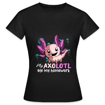 Axolotl Reptile Salamandre Aquarium Kawaii Lurch - T-shirt Femme - noir - Devant - AI Model Female 172 dark (172cm)