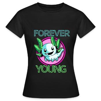 Axolotl Reptile Salamandre Aquarium Kawaii Lurch - T-shirt Femme - noir - Devant - AI Model Female 172 dark (172cm)