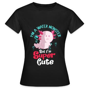 Axolotl Reptile Salamandre Aquarium Kawaii Lurch - T-shirt Femme - noir - Devant - AI Model Female 172 dark (172cm)