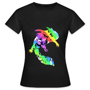 Axolotl Reptile Salamandre Aquarium Kawaii Lurch - T-shirt Femme - noir - Devant - AI Model Female 172 dark (172cm)