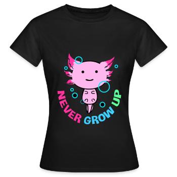 Axolotl Reptile Salamandre Aquarium Kawaii Lurch - T-shirt Femme - noir - Devant - AI Model Female 172 dark (172cm)