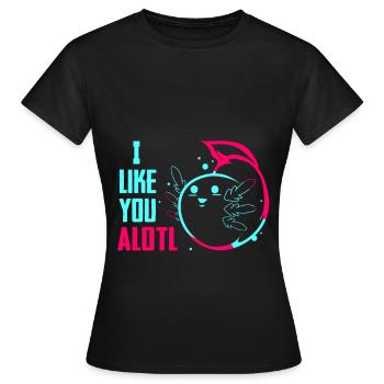 Axolotl Reptile Salamandre Aquarium Kawaii Lurch - T-shirt Femme - noir - Devant - AI Model Female 172 dark (172cm)