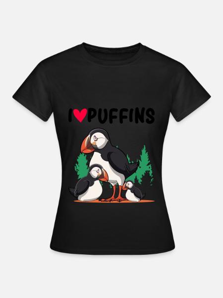 Papageientaucher - Dame-T-shirt - sort