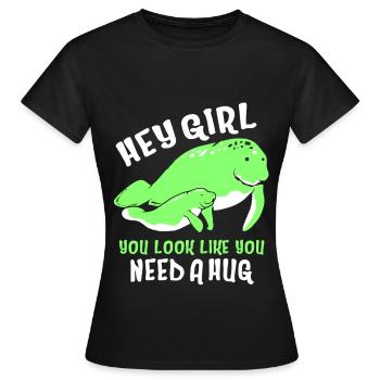 Laque de dugong sanglier Sirenia Manatee - T-shirt Femme - noir - Devant - AI Model Female 172 dark (172cm)