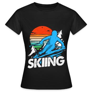 Skiing Skiing Skiing Skiing Skiing - Women's T-Shirt - black - Front - AI Model Female 172 dark (172cm)