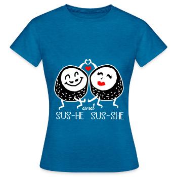 Sushi Go Reis Japan Tokio Miso Nigiri Maki Udon - Frauen T-Shirt - Antikblaues Saphir meliert - Vorne - AI Model Female 172 dark (172cm)