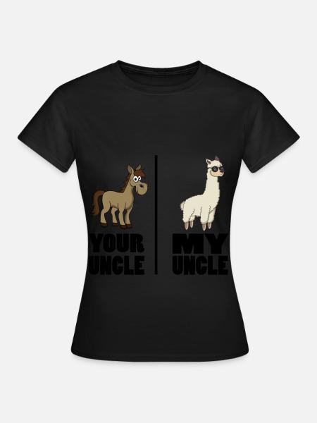 Je oom, mijn oom, grappige eenhoorn-cadeau - Dame-T-shirt - sort
