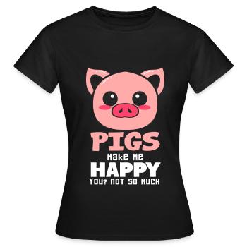 Porc sau cochon porcelet porcelet porcelet Ebene - T-shirt Femme - noir - Devant - AI Model Female 172 dark (172cm)