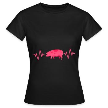 Porc sau cochon porcelet porcelet porcelet Ebene - T-shirt Femme - noir - Devant - AI Model Female 172 dark (172cm)