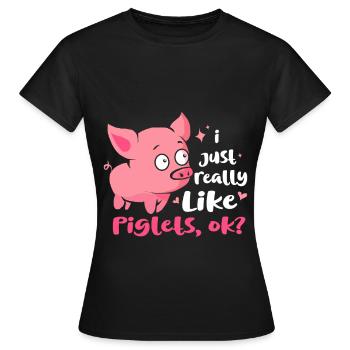 Porc sau cochon porcelet porcelet porcelet Ebene - T-shirt Femme - noir - Devant - AI Model Female 172 dark (172cm)