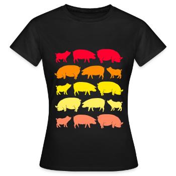 Porc sau cochon porcelet porcelet porcelet Ebene - T-shirt Femme - noir - Devant - AI Model Female 172 dark (172cm)