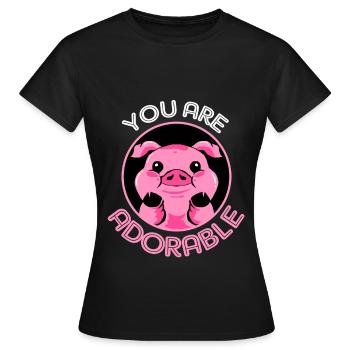 Porc sau cochon porcelet porcelet porcelet Ebene - T-shirt Femme - noir - Devant - AI Model Female 172 dark (172cm)