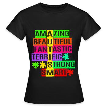 Autisme - T-shirt Femme - noir - Devant - AI Model Female 172 dark (172cm)