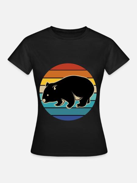 Wombat Australien Beuteltier Geschenk Retro - Frauen T-Shirt - Schwarz