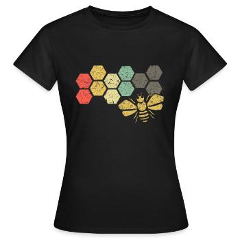 Cadeau d'apiculteur vintage en nid d'abeille rétro abeille - T-shirt Femme - noir - Devant - AI Model Female 172 dark (172cm)