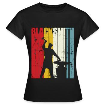 Retro Schmied-Geschenk Schmiede-Schmieden-Schmiede - Frauen T-Shirt - Schwarz - Vorne - AI Model Female 172 dark (172cm)
