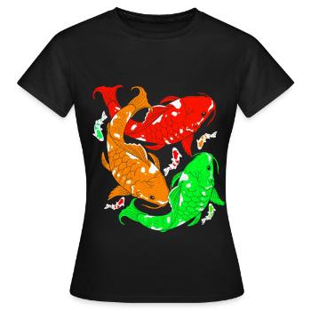 Koi - Frauen T-Shirt - Schwarz - Vorne - AI Model Female 172 dark (172cm)