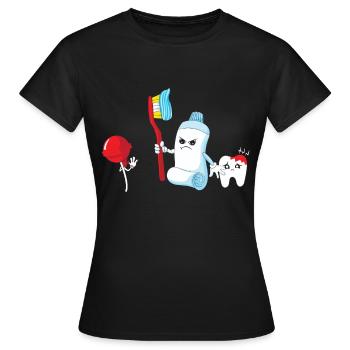 Toothpaste Brush Tooth Dentist Dental Hygienist - Women's T-Shirt - black - Front - AI Model Female 172 dark (172cm)