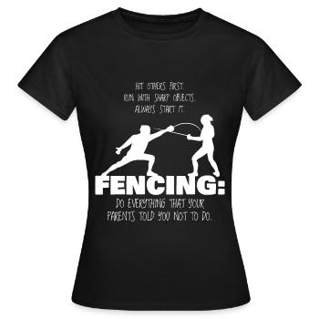 Épée de cadeau d'escrimeur drôle de parents de sport de sport - T-shirt Femme - noir - Devant - AI Model Female 172 dark (172cm)