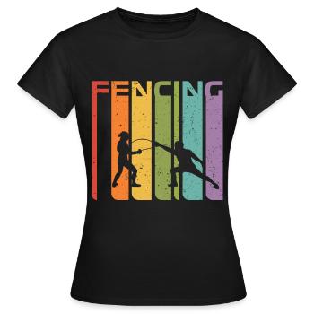 Escrime Rétro Sport Vintage Escrime Cadeau Epée Années 70 - T-shirt Femme - noir - Devant - AI Model Female 172 dark (172cm)