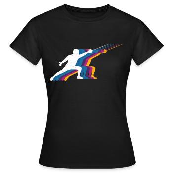 Épée de cadeau de tireur d'escrime au coucher du soleil d'époque - T-shirt Femme - noir - Devant - AI Model Female 172 dark (172cm)
