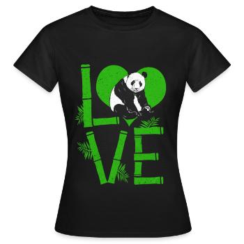 Panda Bär Baby Panda Knuffig Kuscheln Bambus - Frauen T-Shirt - Schwarz - Vorne - AI Model Female 172 dark (172cm)