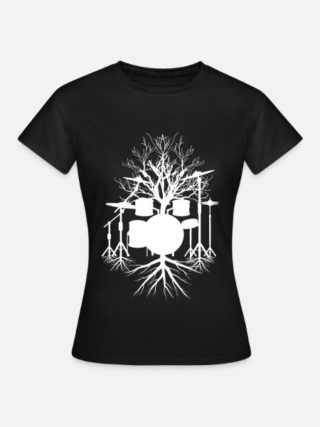 Drummer Schlagzeug Mit Natur Schlagzeuger Geschenk - Dame-T-shirt - sort