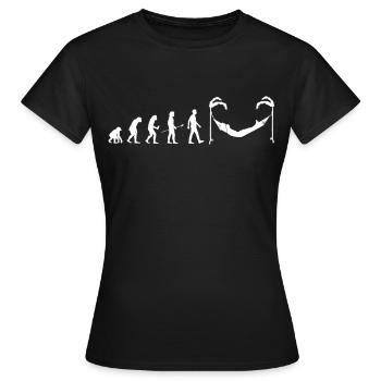 Evolution Man Hamac Idée Cadeau Hamac - T-shirt Femme - noir - Devant - AI Model Female 172 dark (172cm)