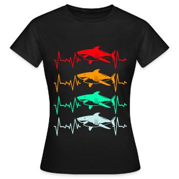 Shark Fish Shark Shark Fin Sharks Ocean - Women's T-Shirt - black - Front - AI Model Female 172 dark (172cm)