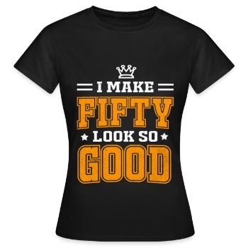 Geburtstag 50 - Frauen T-Shirt - Schwarz - Vorne - AI Model Female 172 dark (172cm)