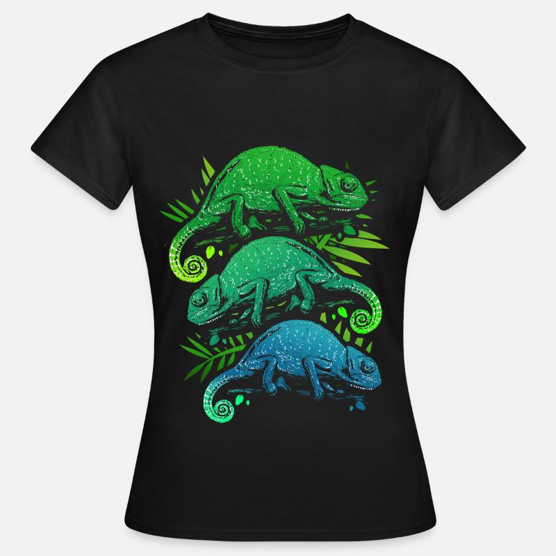 Kamæleon Krybdyr Krybdyr Leguan Camouflage - Dame-T-shirt - sort