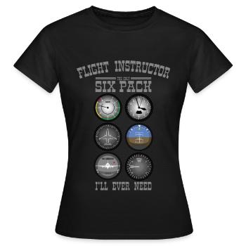 FLIGHT INSTRUCTOR SIXPACK Geschenk Für Fluglehrer - Frauen T-Shirt - Schwarz - Vorne - AI Model Female 172 dark (172cm)
