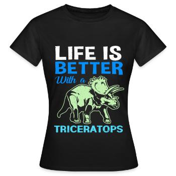 Triceratops - T-shirt Femme - noir - Devant - AI Model Female 172 dark (172cm)