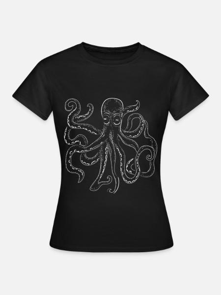 Gezeichnete Krake Illustration Kraken Squid Ward - Frauen T-Shirt - Schwarz
