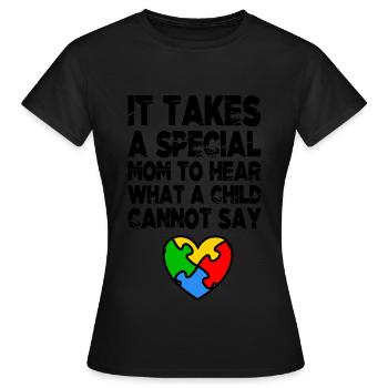 AUTISM SPECIAL MOM Cadeau de sensibilisation à l'autisme - T-shirt Femme - noir - Devant - AI Model Female 172 dark (172cm)