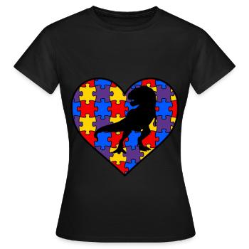 AUTISM AWARENESS DINO autisme cadeau autiste - T-shirt Femme - noir - Devant - AI Model Female 172 dark (172cm)