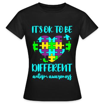 AUTISM DIFFERENT IS OK Cadeau pour les personnes autistes - T-shirt Femme - noir - Devant - AI Model Female 172 dark (172cm)