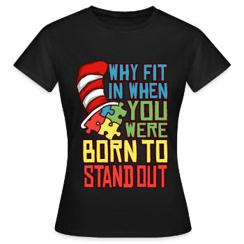 AUTISM HAT Cadeau de sensibilisation à l'autisme pour les autistes - T-shirt Femme - noir - Devant - AI Model Female 172 dark (172cm)