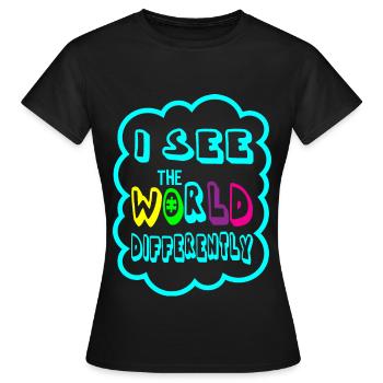 LE MONDE DE L'AUTISME EST DIFFÉRENT Cadeau pour les personnes autistes - T-shirt Femme - noir - Devant - AI Model Female 172 dark (172cm)